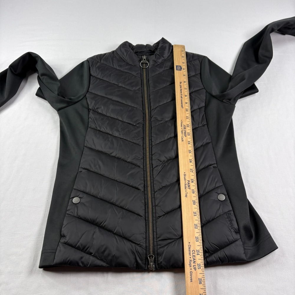 Barbour Jacket Womens Size 6 Black Quilted Hargate Sweat Full Zip Coat - Picture 8 of 12